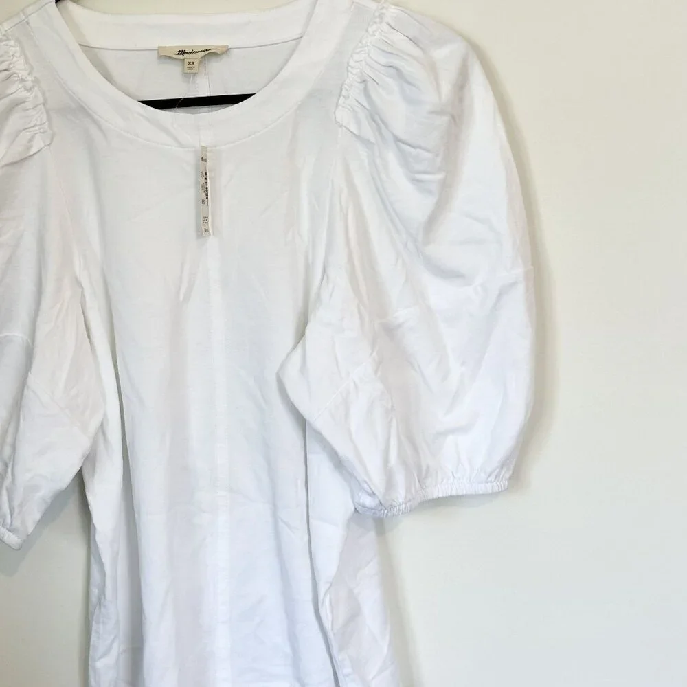 NWT Madewell White Puff-Sleeve Tee - Size: Extra Small